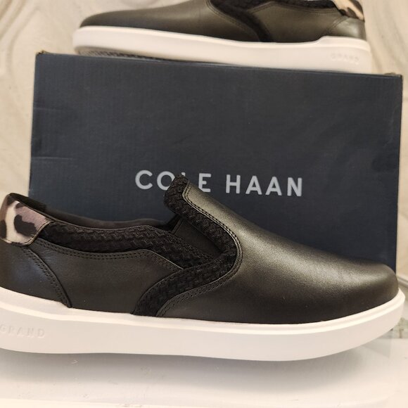 Cole Haan Black Leather "Grand CC Mod" Slip on Sneakers. NIB. Size 8 - Picture 1 of 10